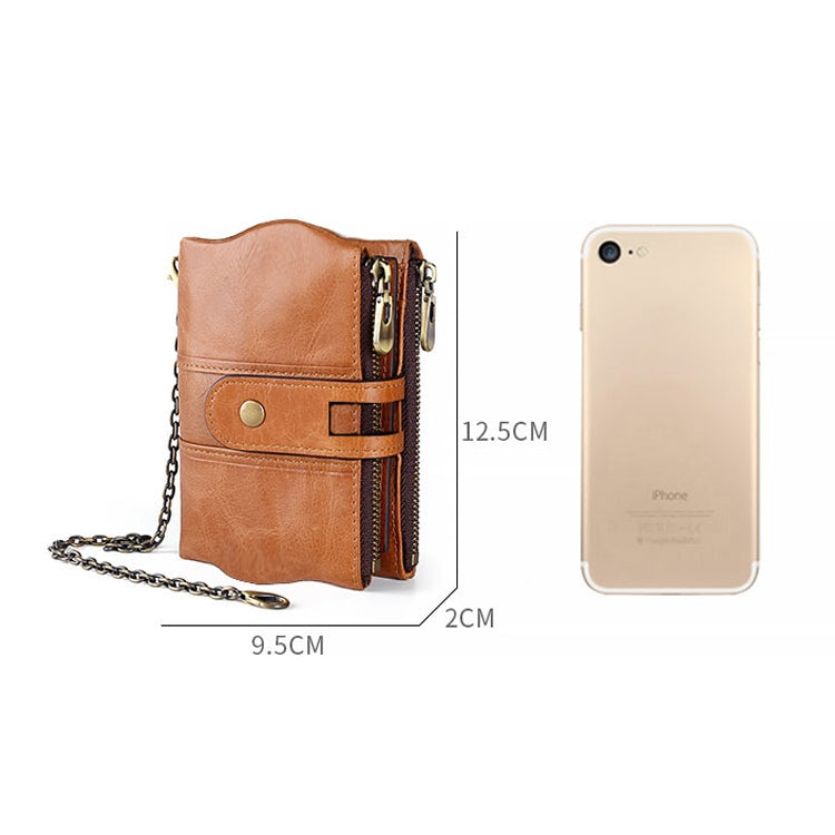 LT3539 Cowhide Leather Zipper Buckle Anti-magnetic RFID Wallet Clutch Bag for Men, with Card Slots & Shoulder Strap(Blue)