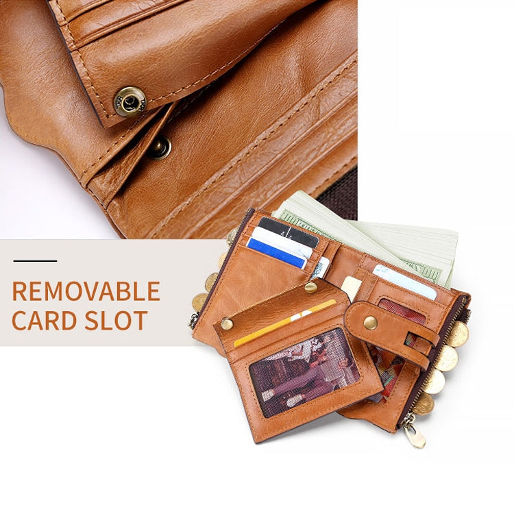 LT3539 Cowhide Leather Zipper Buckle Anti-magnetic RFID Wallet Clutch Bag for Men, with Card Slots & Shoulder Strap(Blue)