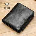 TP-191 Oil Wax Leather Multi-functional RFID Three-fold Wallet(Black)