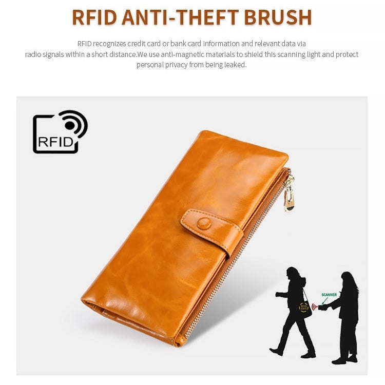 TP-189 Oilskin Leather Multi-functional Zipper RFID Leather Wallet(Black)