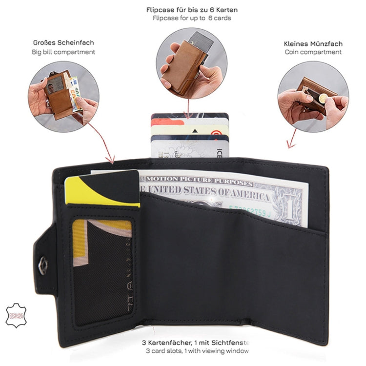 CH0727-1 RFID Carbon Fiber Zipper Multifunctional Card Package(Black)
