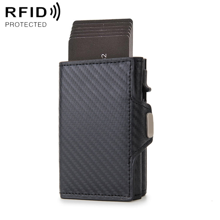 CH0727-1 RFID Carbon Fiber Zipper Multifunctional Card Package(Carbon Fiber Black)