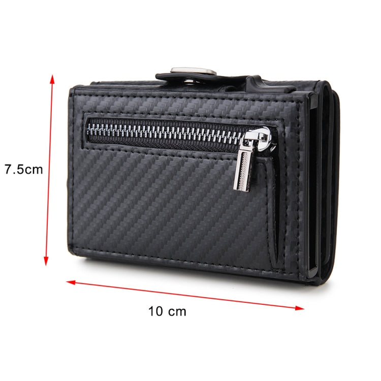 CH0727-1 RFID Carbon Fiber Zipper Multifunctional Card Package(Carbon Fiber Black)