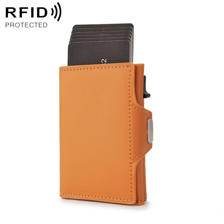 CH0727-1 RFID Carbon Fiber Zipper Multifunctional Card Package(Brown)