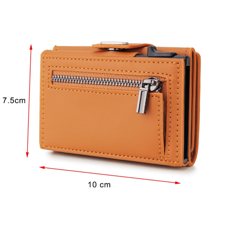 CH0727-1 RFID Carbon Fiber Zipper Multifunctional Card Package(Brown)