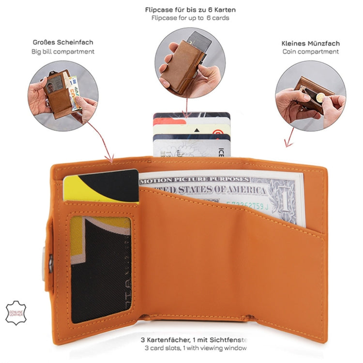 CH0727-1 RFID Carbon Fiber Zipper Multifunctional Card Package(Brown)