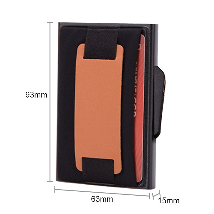 X-32C Automatically Pop-up Card Type Anti-magnetic RFID Anti-theft Men Aluminum Alloy B Dial Button Elastic Bag Wallet with PU Leather Strap(Blue)