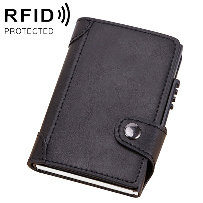 X-51 Automatically Pop-up Card Type Anti-magnetic RFID Anti-theft PU Leather Wallet with Card Slots(Black)