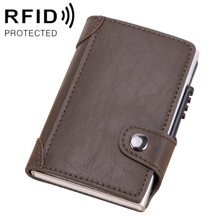 X-51 Automatically Pop-up Card Type Anti-magnetic RFID Anti-theft PU Leather Wallet with Card Slots(Coffee)