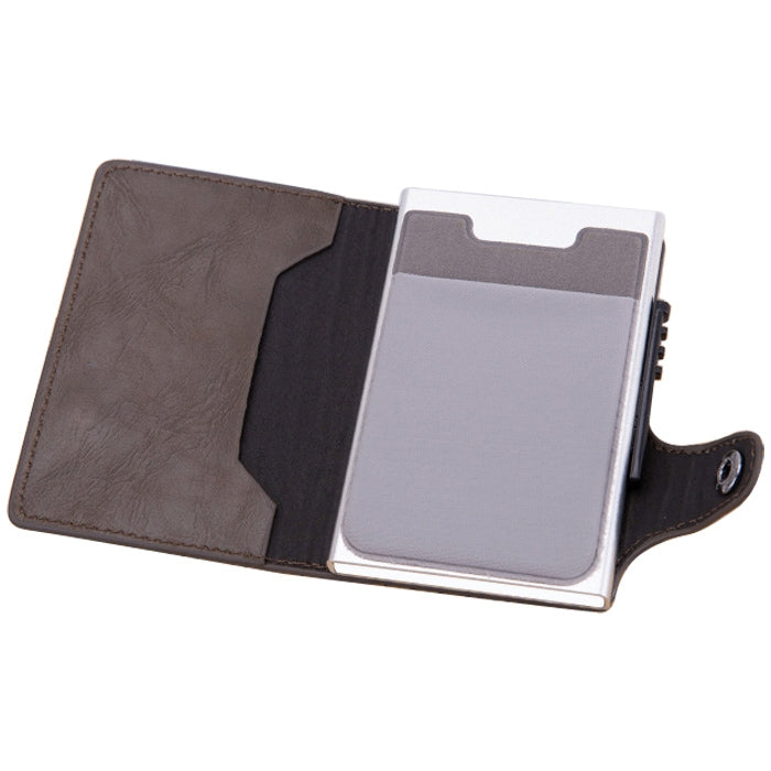 X-51 Automatically Pop-up Card Type Anti-magnetic RFID Anti-theft PU Leather Wallet with Card Slots(Coffee)