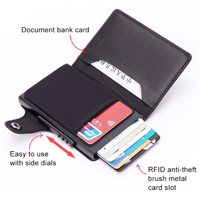 X-51 Automatically Pop-up Card Type Anti-magnetic RFID Anti-theft PU Leather Wallet with Card Slots(Coffee)