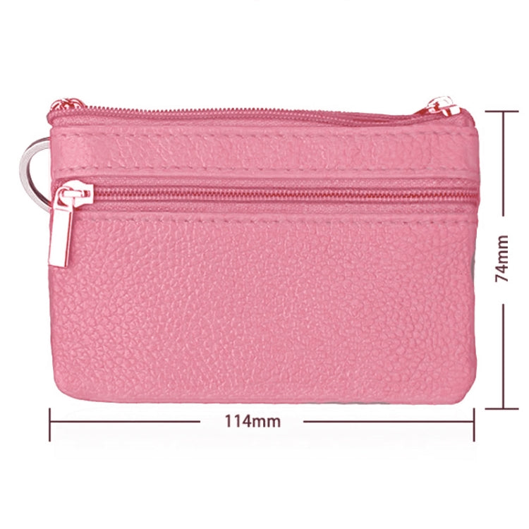 Cowhide Leather Zipper Solid Color Horizontal Card Holder Wallet RFID Blocking Coin Purse Card Bag Protect Case, Size: 11.4*7.4cm(Pink)