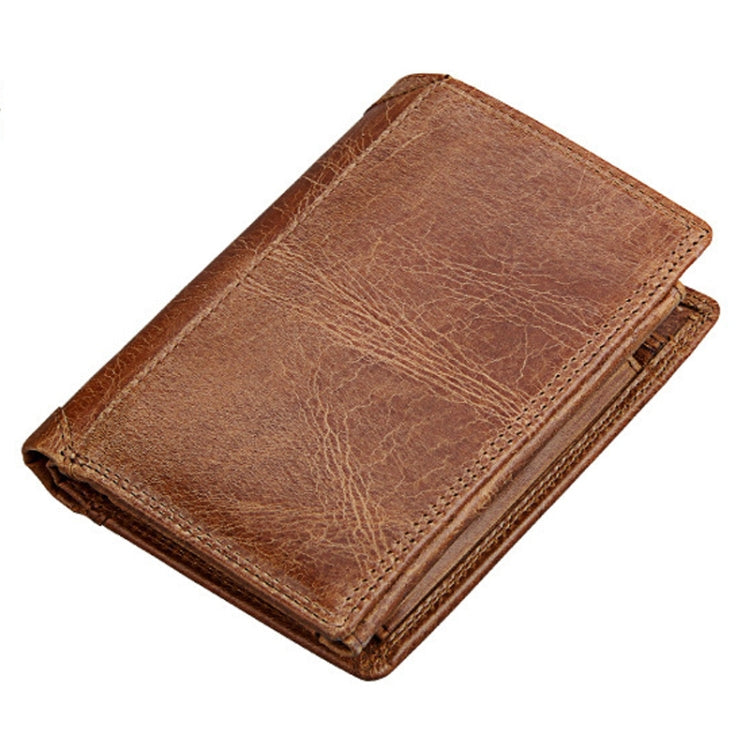 Genuine Cowhide Leather 3-folding Card Holder Wallet RFID Blocking Card Bag Protect Case for Men, Size: 13*10.2*2.5cm(Brown)