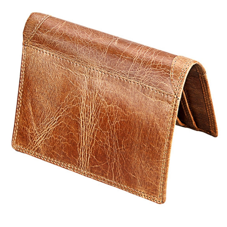 Genuine Cowhide Leather 3-folding Card Holder Wallet RFID Blocking Card Bag Protect Case for Men, Size: 13*10.2*2.5cm(Brown)