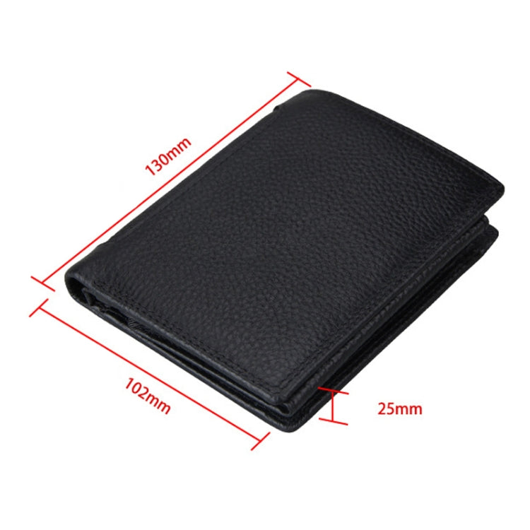 Genuine Cowhide Leather 3-folding Card Holder Wallet RFID Blocking Card Bag Protect Case for Men, Size: 13*10.2*2.5cm(Brown)