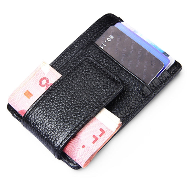 Cowhide Leather Solid Color Card Holder Wallet RFID Blocking Card Bag Protect Case with 3 Card Slots & Photo Frame, Size: 110*77*4mm(Magenta)