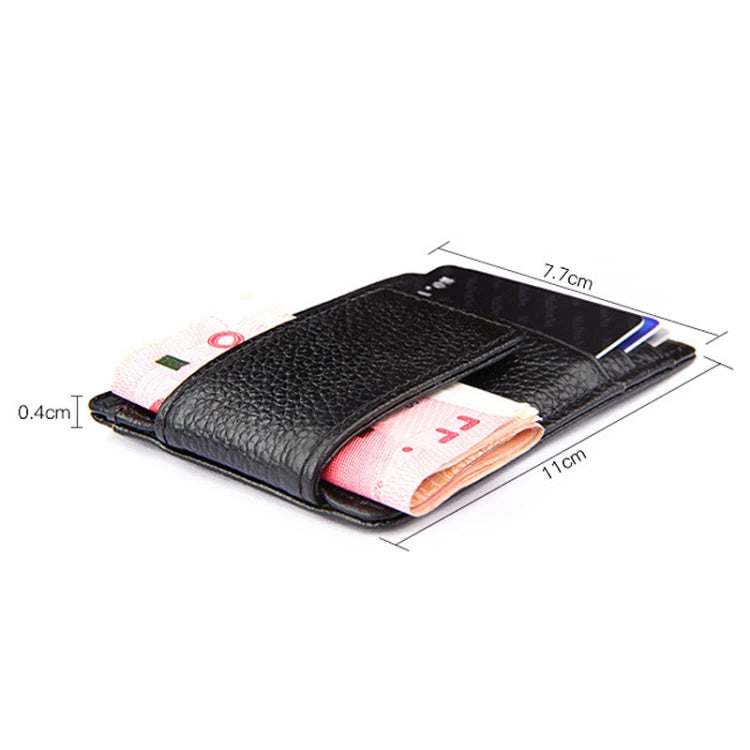 Cowhide Leather Solid Color Card Holder Wallet RFID Blocking Card Bag Protect Case with 3 Card Slots & Photo Frame, Size: 110*77*4mm(Magenta)