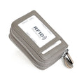 Genuine Leather Dual Layer Zipper Card Holder Wallet RFID Blocking Purse, Size: 10.5x7.0x4.0cm(Grey)