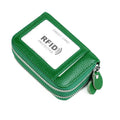 Genuine Leather Dual Layer Zipper Card Holder Wallet RFID Blocking Purse, Size: 10.5x7.0x4.0cm(Bright Green)