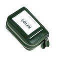 Genuine Leather Dual Layer Zipper Card Holder Wallet RFID Blocking Purse, Size: 10.5x7.0x4.0cm(Dark Green)