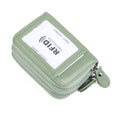 Genuine Leather Dual Layer Zipper Card Holder Wallet RFID Blocking Purse, Size: 10.5x7.0x4.0cm(Light Green)