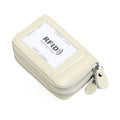 Genuine Leather Dual Layer Zipper Card Holder Wallet RFID Blocking Purse, Size: 10.5x7.0x4.0cm(Apricot)