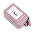 Genuine Leather Dual Layer Zipper Card Holder Wallet RFID Blocking Purse, Size: 10.5x7.0x4.0cm(Lavender)