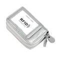 Genuine Leather Dual Layer Zipper Card Holder Wallet RFID Blocking Purse, Size: 10.5x7.0x4.0cm(Silver)