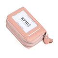 Genuine Leather Dual Layer Zipper Card Holder Wallet RFID Blocking Purse, Size: 10.5x7.0x4.0cm(Cherry)