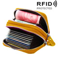 Genuine Leather Dual Layer Zipper Card Holder Wallet RFID Blocking Purse, Size: 10.5x7.0x4.0cm(Orange)