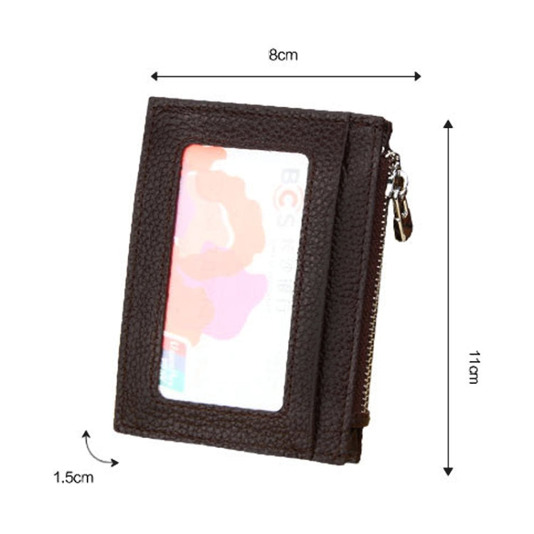 Cowhide Leather Solid Color Zipper Card Holder Wallet RFID Blocking Card Bag Protect Case Coin Purse, Size: 11*8*1.5cm(Black)