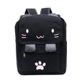 Cat Shape Leisure Fashion Canvas Double Shoulders Bag Backpack(Black)