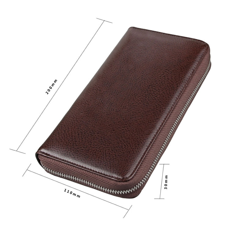 Antimagnetic RFID Large Capacity Long Style Genuine Leather Passport Package / Multifunctional and Many Card Slots Card Package(Coffee)