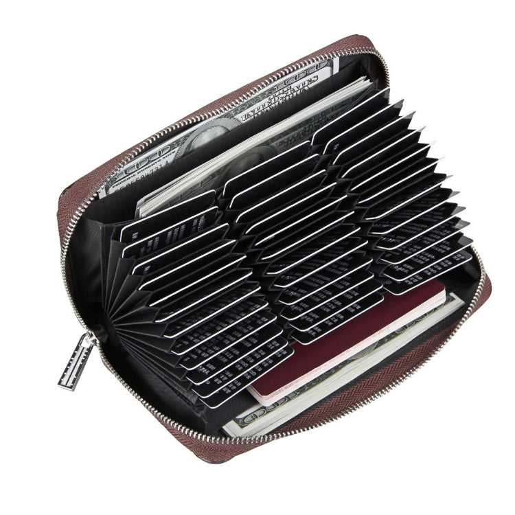Antimagnetic RFID Large Capacity Long Style Genuine Leather Passport Package / Multifunctional and Many Card Slots Card Package(Coffee)