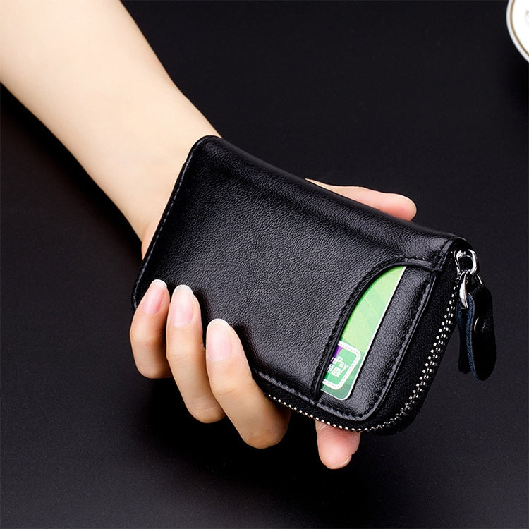 9106 Large-capacity Zipper Leather Keys Holder Bag Multi-function Wallet(Black)