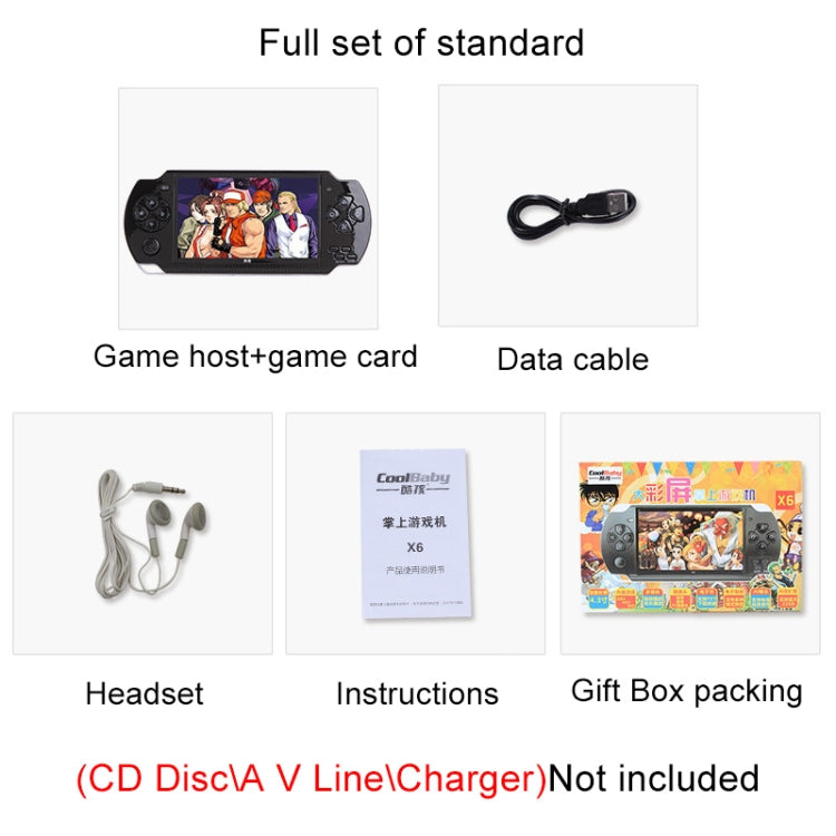 X6 4.3 inch Screen Retro Portable Game Console with 3MP Camera, Built-in 10000 Games, Supports E-book / Recording / Music Playing / Video Playing(Blue)