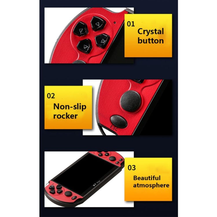 X7 Plus Retro Classic Games Handheld Game Console with 5.1 inch HD Screen & 8G Memory, Support MP4 / ebook(Blue + Red)