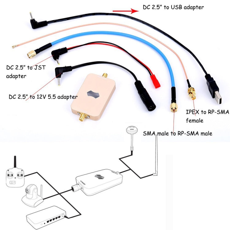 SH-RC24G3W 2.4GHz 3W Wireless WiFi Signal Booster Amplifier for UAV RC (Gold)