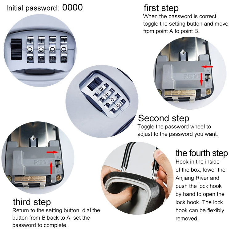 Car Password Lock Storage Box Security Box Hook Installation-free Safety Box(Grey)