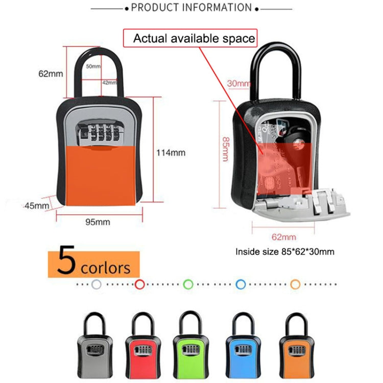 Car Password Lock Storage Box Security Box Hook Installation-free Safety Box(Red)