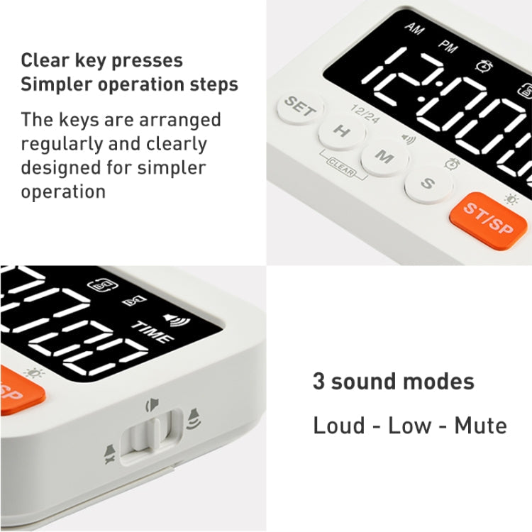 8801B Simple Version LED Display Clock Digital Timer Countdown Reminder (White)