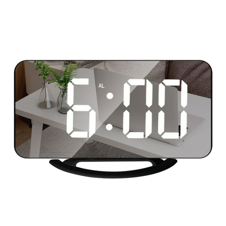 TS-8201-HW Multifunctional LED Makeup Mirror Desk Clock Automatic Photosensitive Electronic Alarm(Black)
