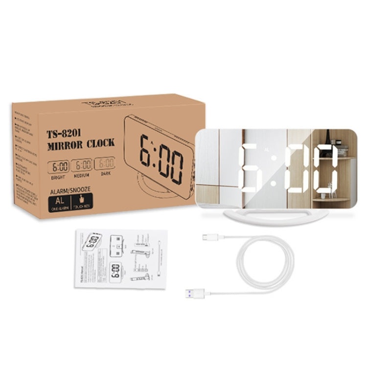 TS-8201-W Multifunctional LED Makeup Mirror Desk Clock Automatic Photosensitive Electronic Alarm (White)