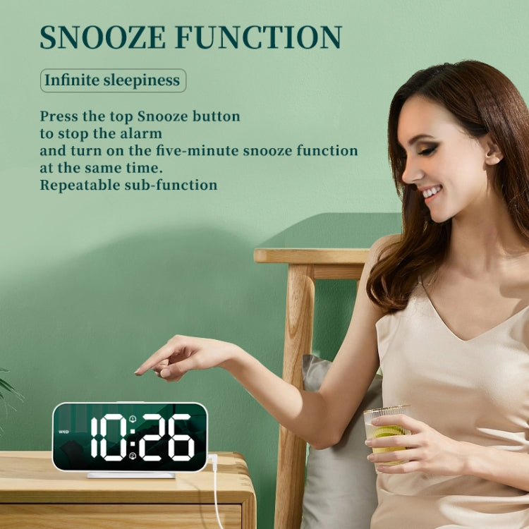 8821 LED Mirror Dual-purpose Snooze Alarm Clock(Black)