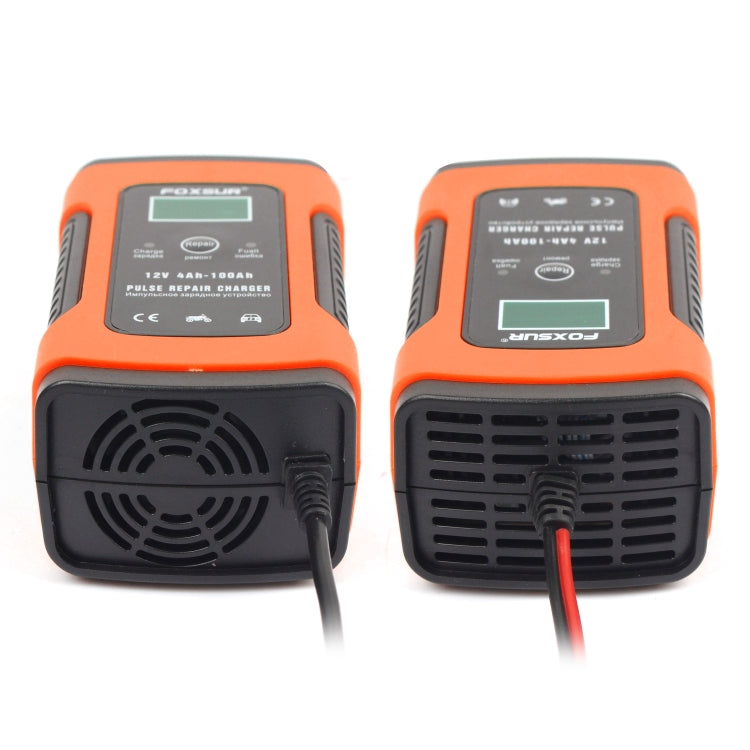 FOXSUR 12V 6A Intelligent Universal Battery Charger for Car Motorcycle, Length: 55cm, US Plug(Red)