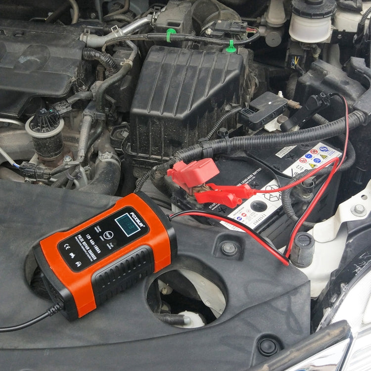 FOXSUR 12V 6A Intelligent Universal Battery Charger for Car Motorcycle, Length: 55cm, EU Plug(Red)