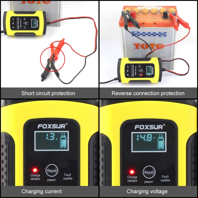 12V 6A Intelligent Universal Battery Charger for Car Motorcycle, Length: 55cm, UK Plug(Yellow)
