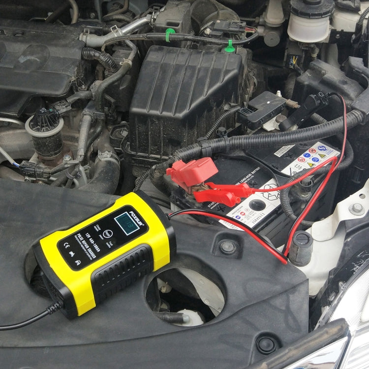 12V 6A Intelligent Universal Battery Charger for Car Motorcycle, Length: 55cm, UK Plug(Yellow)
