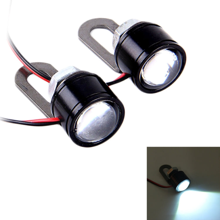 2 PCS 12V 3W  White Light Eagle Eyes LED Strobe Light For Motorcycle ，Wire Length: 90cm