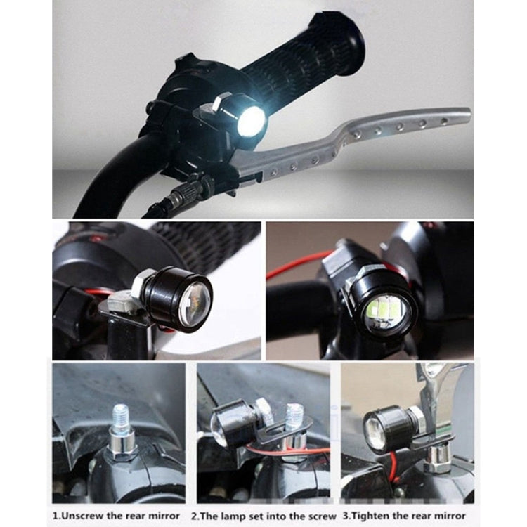 2 PCS 12V 3W Red Light Eagle Eyes LED Strobe Light For Motorcycle ，Wire Length: 90cm